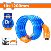 Wadfow  10mm x 1200mm 4-Digit PVC Coated Braided Combination Bicycle Cable Lock WAD-HT